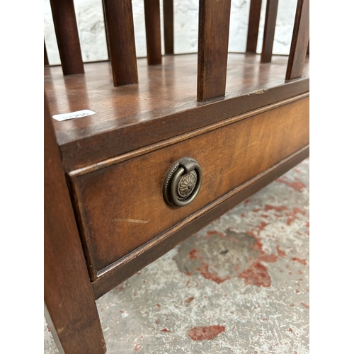 91 - A Regency style mahogany three division Canterbury magazine rack - approx. 53cm high x 56cm wide x 3... 