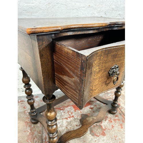 92 - An early 20th century oak lowboy/side table - approx. 80cm high x 74cm wide x 45cm deep