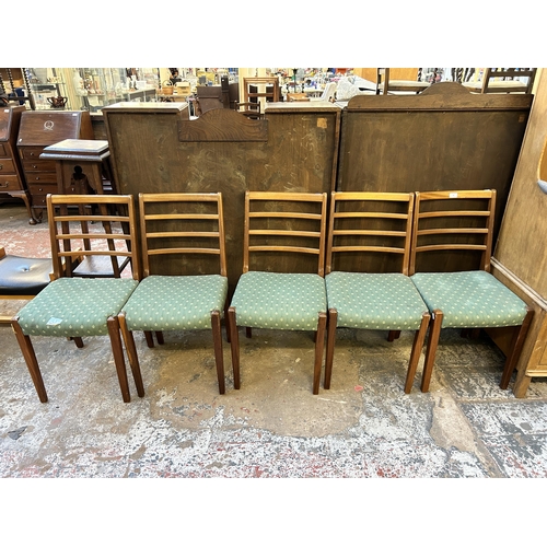 99 - Five mid 20th century teak dining chairs