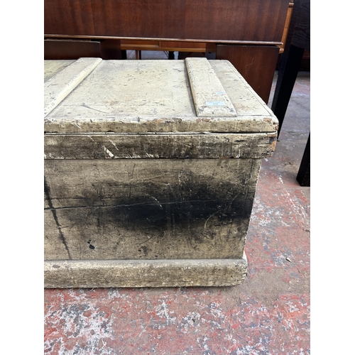 154 - A Victorian painted pine toolbox - approx. 54cm high x 97cm wide x 55cm deep