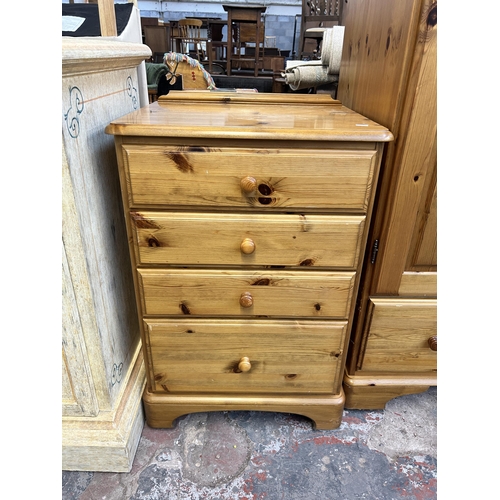 174 - Thee pieces of Ducal pine furniture, chest of drawers, double wardrobe and corner cabinet