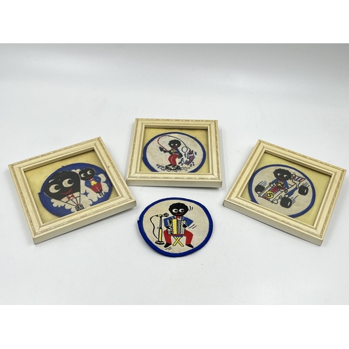 2348 - Four vintage Robertsons cloth patches to include three framed