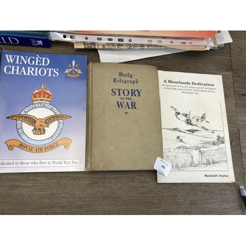 486 - A collection of mostly military related books to include Royal Airforce Winged Chariots, Secret Squa... 