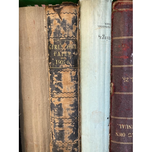 487 - A collection of antique and later books to include The Welcome Vol 14, The Concise Home Doctor, Girl... 