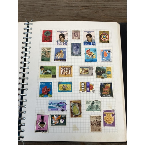 488 - A stamp album containing a collection of worldwide stamps