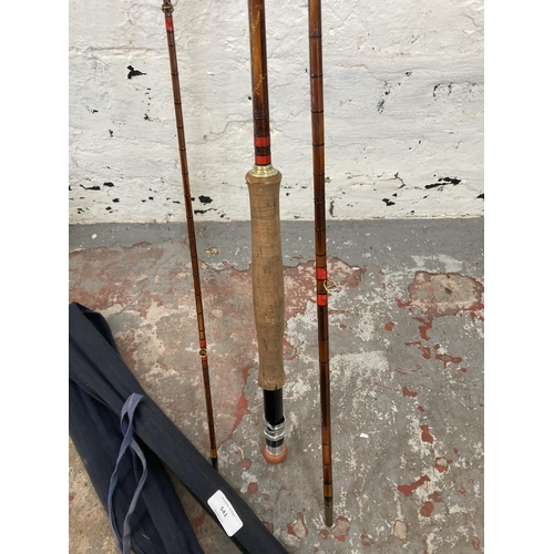 541 - Three vintage split cane fishing rods, one R. Sealey's 'The Marsden', one Forshaw's 9ft three piece ... 