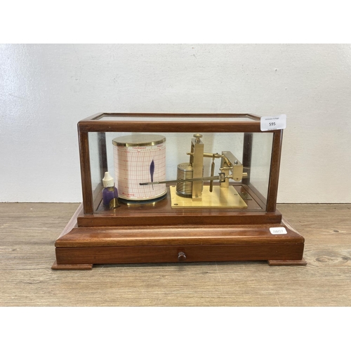 595 - An early 20th century F Darton & Co Ltd. mahogany cased barograph - approx. 22cm high x 38cm wide x ... 