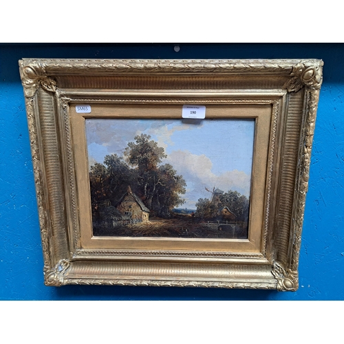 190 - A 19th century gilt framed oil on canvas possibly signed lower right - approx. 40cm high x 47cm wide