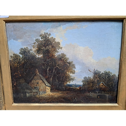 190 - A 19th century gilt framed oil on canvas possibly signed lower right - approx. 40cm high x 47cm wide