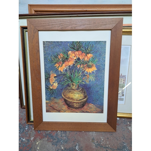 194 - A collection of framed prints to include Vincent Van Gogh, L. S. Lowry, K. W. Burton 