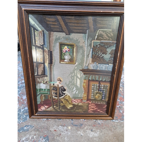 197 - A collection of framed pictures and mirrors to include Regency style gilt framed wall mirror etc.