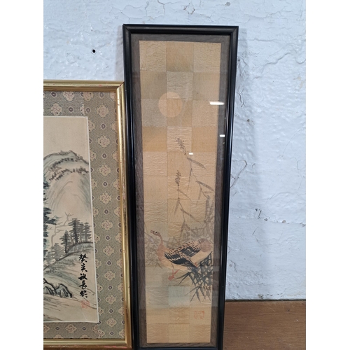 207 - Nine pictures to include two unframed Japanese Torii Kiyonaga Teahouse prints, Egyptian Tree of Life... 