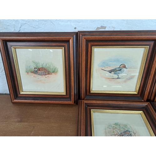 213 - Nine framed pictures, three J. & J. Cash Ltd woven pictures and six silk paintings