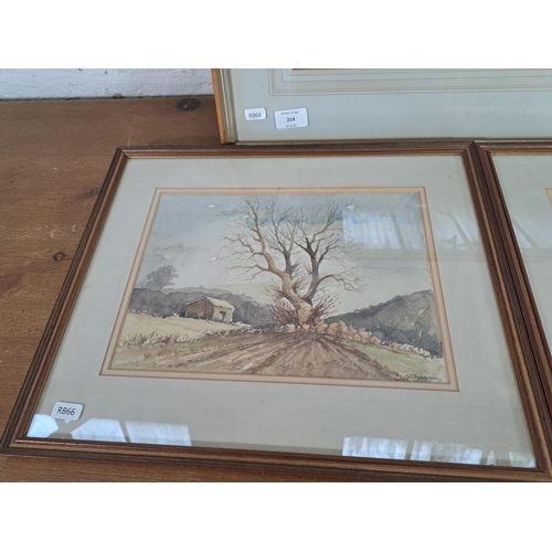 214 - Three framed N. F. Sharman watercolours - largest approx. 53cm high x 63cm wide