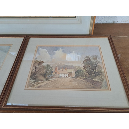 214 - Three framed N. F. Sharman watercolours - largest approx. 53cm high x 63cm wide