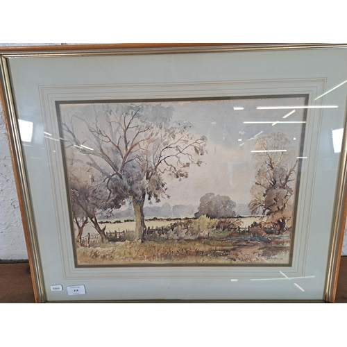 214 - Three framed N. F. Sharman watercolours - largest approx. 53cm high x 63cm wide