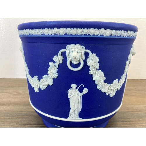 241 - An antique Wedgwood blue Jasperware planter - approx. 16cm high x 18cm diameter