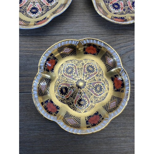 246 - Five Royal Crown Derby Old Imari 1128 trinket dishes - approx. 12cm diameter