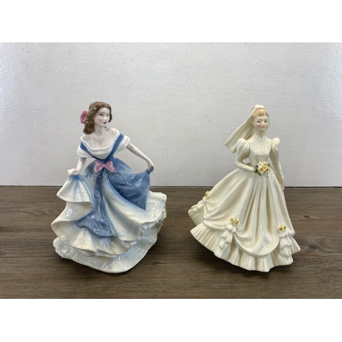 249 - Five ceramic lady figurines, one Coalport Golden Age Eugenie First Night At The Opera limited editio... 