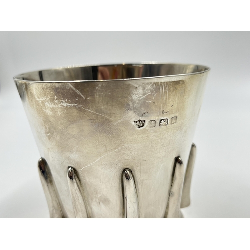 2228 - An S. Blanckensee & Son Ltd. hallmarked Birmingham silver reproduction medieval beaker, dated 1922 -... 