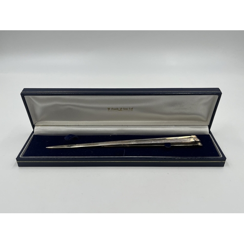 2230 - A boxed hallmarked sterling silver Millennium letter opener - approx. gross weight 44g and 17cm long