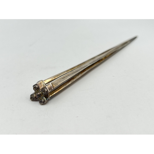 2230 - A boxed hallmarked sterling silver Millennium letter opener - approx. gross weight 44g and 17cm long