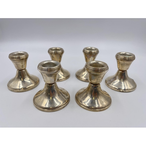 2234 - Six Broadway & Co. hallmarked Birmingham silver filled dwarf candlesticks - approx. gross weight 500... 