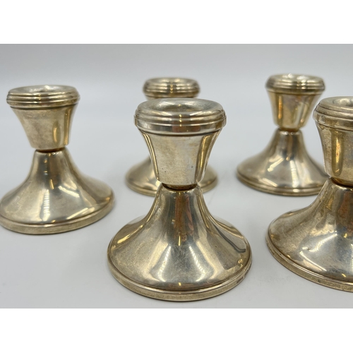 2234 - Six Broadway & Co. hallmarked Birmingham silver filled dwarf candlesticks - approx. gross weight 500... 