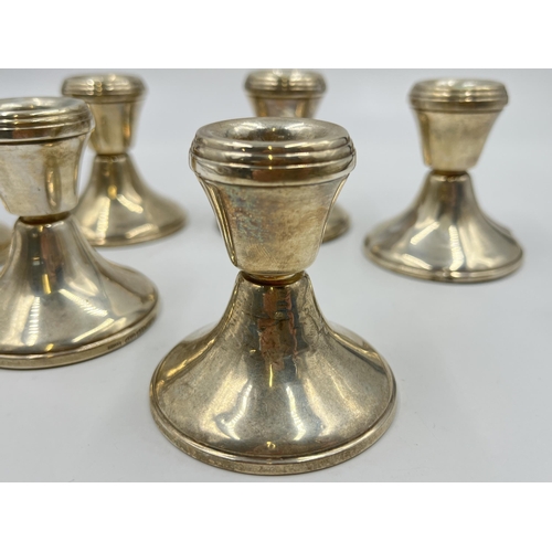 2234 - Six Broadway & Co. hallmarked Birmingham silver filled dwarf candlesticks - approx. gross weight 500... 