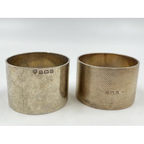 2235 - Two hallmarked Birmingham silver napkin rings - approx. gross weight 85g