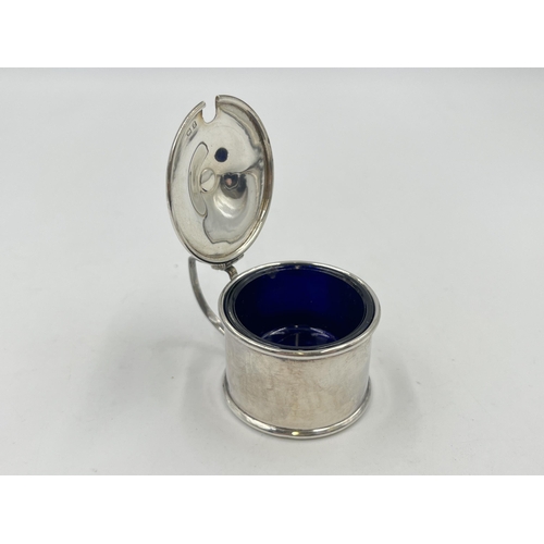 2240 - A hallmarked Birmingham silver mustard pot with blue glass liner, dated 1933 - approx. gross silver ... 