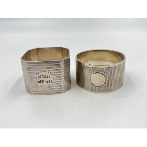 2241 - Two hallmarked Birmingham silver napkin rings - approx. gross weight 80g