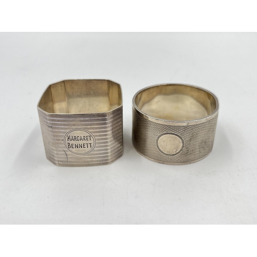 2241 - Two hallmarked Birmingham silver napkin rings - approx. gross weight 80g