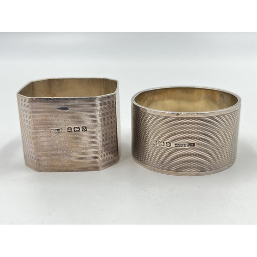 2241 - Two hallmarked Birmingham silver napkin rings - approx. gross weight 80g