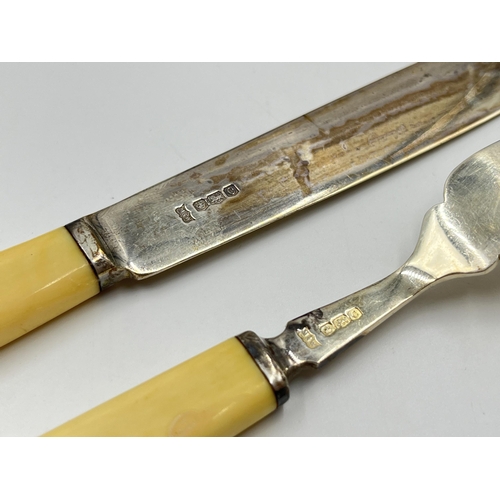 2242 - A cased set of twelve Mappin & Webb hallmarked Sheffield silver fish knives and forks, dated 1945 - ... 