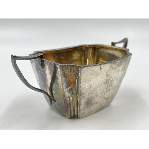 2246 - A Victorian William Hutton & Sons Ltd. hallmarked London silver two handled sugar bowl, dated 1896 -... 