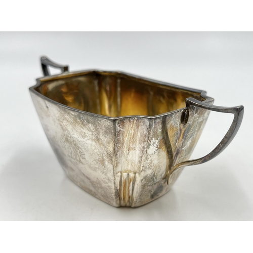 2246 - A Victorian William Hutton & Sons Ltd. hallmarked London silver two handled sugar bowl, dated 1896 -... 