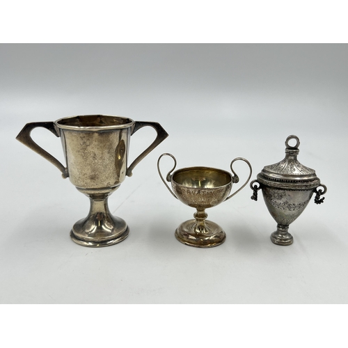 2248 - Three sterling silver miniature trophies - approx. gross weight 34g