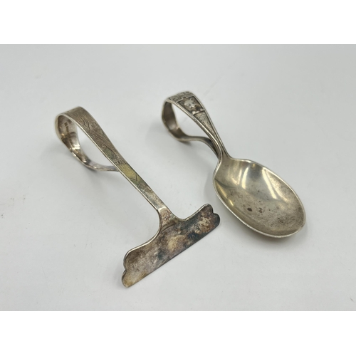 2252 - Two .925 silver baby spoons, one Chinese and one American - approx. gross weight 34g