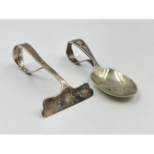 2252 - Two .925 silver baby spoons, one Chinese and one American - approx. gross weight 34g