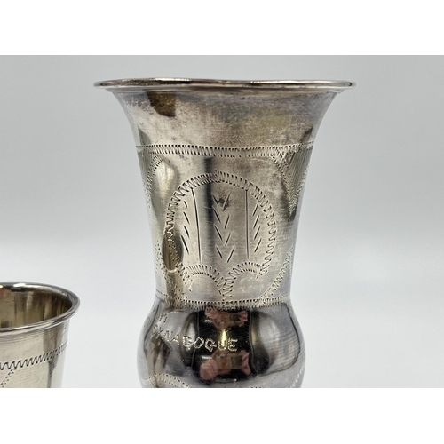 2254 - Two antique sterling silver kiddush cups, one 1912 and one 1920 - approx. gross weight 78g