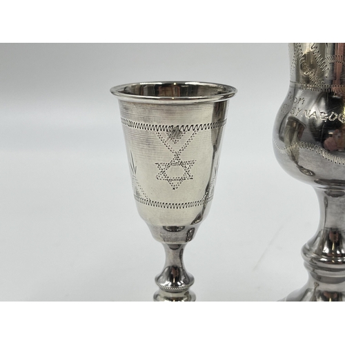 2254 - Two antique sterling silver kiddush cups, one 1912 and one 1920 - approx. gross weight 78g