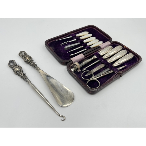 2261 - Two sterling silver lady's vanity sets