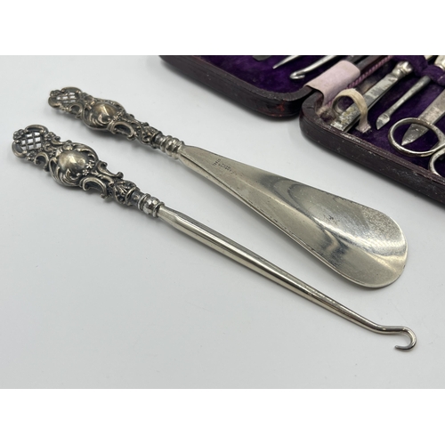 2261 - Two sterling silver lady's vanity sets