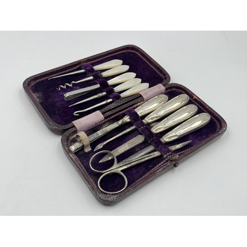 2261 - Two sterling silver lady's vanity sets