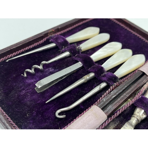 2261 - Two sterling silver lady's vanity sets