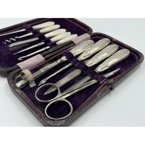 2261 - Two sterling silver lady's vanity sets