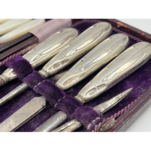 2261 - Two sterling silver lady's vanity sets