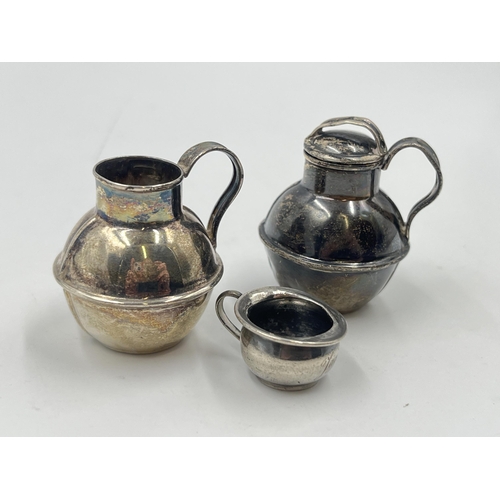 2264 - Three hallmarked silver items, two miniature cups and one pot - approx. gross weight 30g