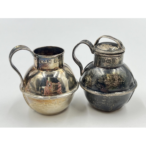 2264 - Three hallmarked silver items, two miniature cups and one pot - approx. gross weight 30g